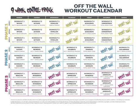 9 Week Control Freak Calendar